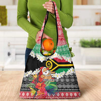 Personalised Vanuatu Joyeux Noel Grocery Bag Proud To Be a Ni-Van Sand Drawing Art - Polynesian Pride