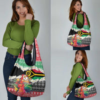 Personalised Vanuatu Joyeux Noel Grocery Bag Proud To Be a Ni-Van Sand Drawing Art - Polynesian Pride