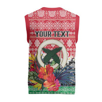 Personalised Vanuatu Joyeux Noel Christmas Knitted V-Neck Vest Proud To Be a Ni-Van Sand Drawing Art - Polynesian Pride