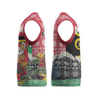 Personalised Vanuatu Joyeux Noel Christmas Knitted V-Neck Vest Proud To Be a Ni-Van Sand Drawing Art - Polynesian Pride