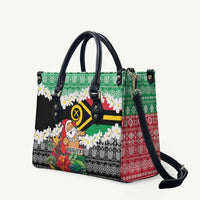 Personalised Vanuatu Joyeux Noel Leather Bag Proud To Be a Ni-Van Sand Drawing Art - Polynesian Pride