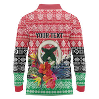 Personalised Vanuatu Joyeux Noel Long Sleeve Polo Shirt Proud To Be a Ni-Van Sand Drawing Art - Polynesian Pride