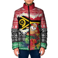Personalised Vanuatu Joyeux Noel Padded Jacket Proud To Be a Ni-Van Sand Drawing Art - Polynesian Pride