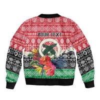 Personalised Vanuatu Joyeux Noel Sleeve Zip Bomber Jacket Proud To Be a Ni-Van Sand Drawing Art - Polynesian Pride