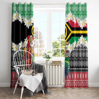 Personalised Vanuatu Joyeux Noel Window Curtain Proud To Be a Ni-Van Sand Drawing Art - Polynesian Pride