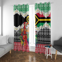 Personalised Vanuatu Joyeux Noel Window Curtain Proud To Be a Ni-Van Sand Drawing Art - Polynesian Pride