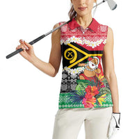 Personalised Vanuatu Joyeux Noel Women Sleeveless Polo Shirt Proud To Be a Ni-Van Sand Drawing Art - Polynesian Pride