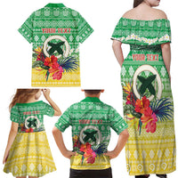 Personalised Malampa Joyeux Noel Family Matching Off Shoulder Maxi Dress and Hawaiian Shirt Proud To Be a Ni-Van Sand Drawing Art LT9 - Polynesian Pride