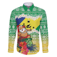 Personalised Malampa Joyeux Noel Family Matching Off Shoulder Maxi Dress and Hawaiian Shirt Proud To Be a Ni-Van Sand Drawing Art LT9 Dad's Shirt - Long Sleeve Lime - Polynesian Pride