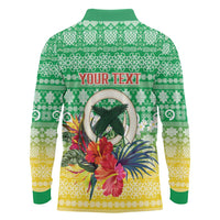 Personalised Malampa Joyeux Noel Long Sleeve Polo Shirt Proud To Be a Ni-Van Sand Drawing Art - Polynesian Pride