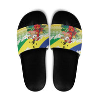 Personalised Malampa Joyeux Noel Slide Sandals Proud To Be a Ni-Van Sand Drawing Art - Polynesian Pride