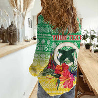 Personalised Malampa Joyeux Noel Women Casual Shirt Proud To Be a Ni-Van Sand Drawing Art - Polynesian Pride