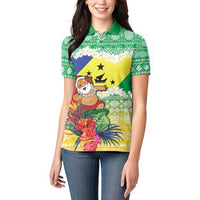 Personalised Malampa Joyeux Noel Women Polo Shirt Proud To Be a Ni-Van Sand Drawing Art - Polynesian Pride