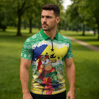 Personalised Malampa Joyeux Noel Zipper Polo Shirt Proud To Be a Ni-Van Sand Drawing Art - Polynesian Pride