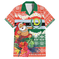 Personalised Penama Joyeux Noel Family Matching Long Sleeve Bodycon Dress and Hawaiian Shirt Proud To Be a Ni-Van Sand Drawing Art LT9 Dad's Shirt - Short Sleeve Red - Polynesian Pride
