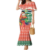 Personalised Penama Joyeux Noel Family Matching Mermaid Dress and Hawaiian Shirt Proud To Be a Ni-Van Sand Drawing Art LT9 Mom's Dress Red - Polynesian Pride