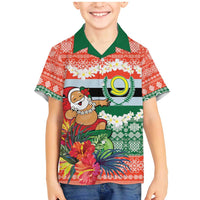 Personalised Penama Joyeux Noel Family Matching Mermaid Dress and Hawaiian Shirt Proud To Be a Ni-Van Sand Drawing Art LT9 Son's Shirt Red - Polynesian Pride