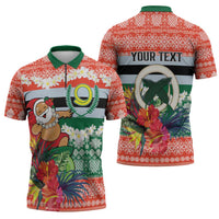 Personalised Penama Joyeux Noel Zipper Polo Shirt Proud To Be a Ni-Van Sand Drawing Art - Polynesian Pride