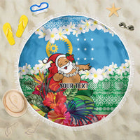 Personalised Sanma Joyeux Noel Beach Blanket Proud To Be a Ni-Van Sand Drawing Art - Polynesian Pride