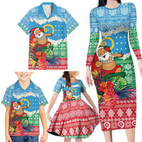 Personalised Sanma Joyeux Noel Family Matching Long Sleeve Bodycon Dress and Hawaiian Shirt Proud To Be a Ni-Van Sand Drawing Art LT9 - Polynesian Pride