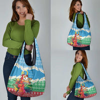 Personalised Sanma Joyeux Noel Grocery Bag Proud To Be a Ni-Van Sand Drawing Art - Polynesian Pride