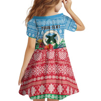 Personalised Sanma Joyeux Noel Kid Short Sleeve Dress Proud To Be a Ni-Van Sand Drawing Art - Polynesian Pride