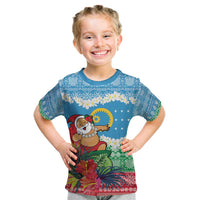 Personalised Sanma Joyeux Noel Kid T Shirt Proud To Be a Ni-Van Sand Drawing Art - Polynesian Pride