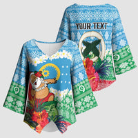 Personalised Sanma Joyeux Noel Kimono Sleeve Blouse Proud To Be a Ni-Van Sand Drawing Art - Polynesian Pride