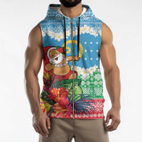 Personalised Sanma Joyeux Noel Sleeveless Zip Hoodie Proud To Be a Ni-Van Sand Drawing Art - Polynesian Pride