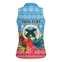 Personalised Sanma Joyeux Noel Women Sleeveless Polo Shirt Proud To Be a Ni-Van Sand Drawing Art - Polynesian Pride