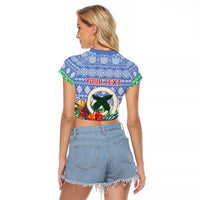 Personalised Shefa Joyeux Noel Raglan Cropped T Shirt Proud To Be a Ni-Van Sand Drawing Art - Polynesian Pride