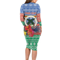 Personalised Tafea Joyeux Noel Long Sleeve Bodycon Dress Proud To Be a Ni-Van Sand Drawing Art - Polynesian Pride