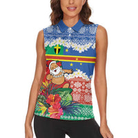 Personalised Tafea Joyeux Noel Women Sleeveless Polo Shirt Proud To Be a Ni-Van Sand Drawing Art - Polynesian Pride