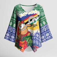Personalised Torba Joyeux Noel Kimono Sleeve Blouse Proud To Be a Ni-Van Sand Drawing Art - Polynesian Pride