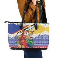 Personalised Torba Joyeux Noel Leather Tote Bag Proud To Be a Ni-Van Sand Drawing Art - Polynesian Pride