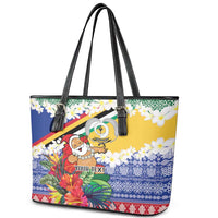 Personalised Torba Joyeux Noel Leather Tote Bag Proud To Be a Ni-Van Sand Drawing Art - Polynesian Pride