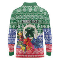 Personalised Torba Joyeux Noel Long Sleeve Polo Shirt Proud To Be a Ni-Van Sand Drawing Art - Polynesian Pride