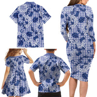 Mokihana Maile Ilima Leis Paniolo Palaka Family Matching Long Sleeve Bodycon Dress and Hawaiian Shirt Hawaiian Polu Spirit LT9 - Polynesian Pride