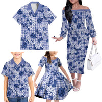 Mokihana Maile Ilima Leis Paniolo Palaka Family Matching Off The Shoulder Long Sleeve Dress and Hawaiian Shirt Hawaiian Polu Spirit LT9 - Polynesian Pride