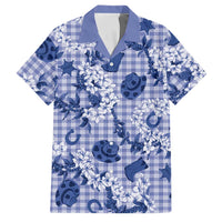 Mokihana Maile Ilima Leis Paniolo Palaka Family Matching Off Shoulder Short Dress and Hawaiian Shirt Hawaiian Polu Spirit LT9 Dad's Shirt - Short Sleeve Blue - Polynesian Pride