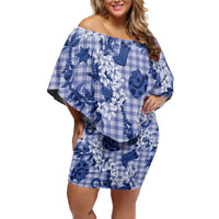 Mokihana Maile Ilima Leis Paniolo Palaka Family Matching Off Shoulder Short Dress and Hawaiian Shirt Hawaiian Polu Spirit - Polynesian Pride