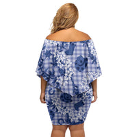 Mokihana Maile Ilima Leis Paniolo Palaka Family Matching Off Shoulder Short Dress and Hawaiian Shirt Hawaiian Polu Spirit - Polynesian Pride