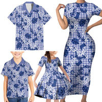 Mokihana Maile Ilima Leis Paniolo Palaka Family Matching Short Sleeve Bodycon Dress and Hawaiian Shirt Hawaiian Polu Spirit - Polynesian Pride
