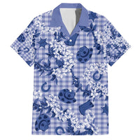 Mokihana Maile Ilima Leis Paniolo Palaka Family Matching Summer Maxi Dress and Hawaiian Shirt Hawaiian Polu Spirit LT9 Dad's Shirt - Short Sleeve Blue - Polynesian Pride