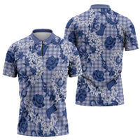 Mokihana Maile Ilima Leis Paniolo Palaka Zipper Polo Shirt Hawaiian Polu Spirit LT9 - Polynesian Pride