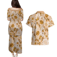 Mokihana Maile Ilima Leis Paniolo Palaka Couples Matching Puletasi and Hawaiian Shirt Hawaiian Kula Spirit - Polynesian Pride