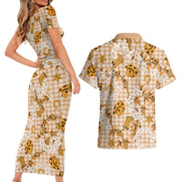 Mokihana Maile Ilima Leis Paniolo Palaka Couples Matching Short Sleeve Bodycon Dress and Hawaiian Shirt Hawaiian Kula Spirit LT9 - Polynesian Pride