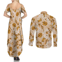 Mokihana Maile Ilima Leis Paniolo Palaka Couples Matching Summer Maxi Dress and Long Sleeve Button Shirt Hawaiian Kula Spirit LT9 - Polynesian Pride