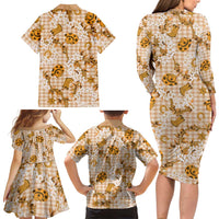 Mokihana Maile Ilima Leis Paniolo Palaka Family Matching Long Sleeve Bodycon Dress and Hawaiian Shirt Hawaiian Kula Spirit LT9 - Polynesian Pride