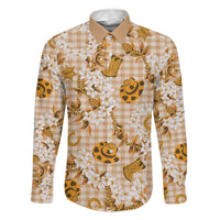 Mokihana Maile Ilima Leis Paniolo Palaka Family Matching Off The Shoulder Long Sleeve Dress and Hawaiian Shirt Hawaiian Kula Spirit LT9 Dad's Shirt - Long Sleeve Gold - Polynesian Pride